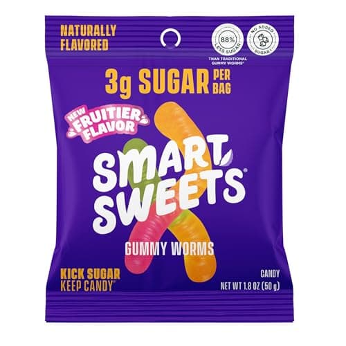 SmartSweets Gummy Worms Low Sugar Gummy Candy: 1.8oz (Pack of 14), No Artificial Sweeteners, Plant-Based, Gluten-Free, Healthy Snack for Kids & Adults - Image 1