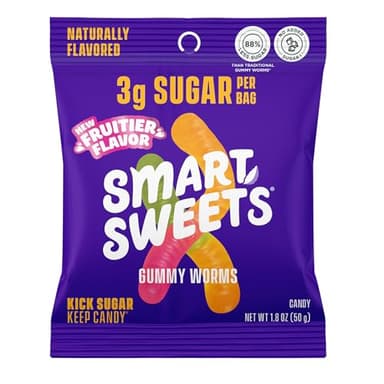 SmartSweets Gummy Worms Low Sugar Gummy Candy: 1.8oz (Pack of 14), No Artificial Sweeteners, Plant-Based, Gluten-Free, Healthy Snack for Kids & Adults - Image 1