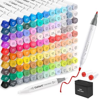 Caliart 121 Colors Alcohol Markers Brush Tip, Dual Tip Artists Coloring Markers Set Brush & Fine, Permanent Alcohol Based Colored Sketch Pens, Art Supplies Gifts for Adults Illustration Drawing - Image 3