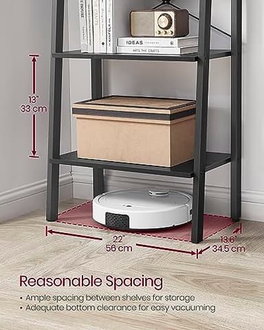 VASAGLE Ladder Shelf, 5-Tier Bookshelf, Storage Rack, Bookcase with Steel Frame, for Living Room, Home Office, Kitchen, Bedroom, Industrial Style, Ebony Black and Ink Black ULLS045B56 - Image 8