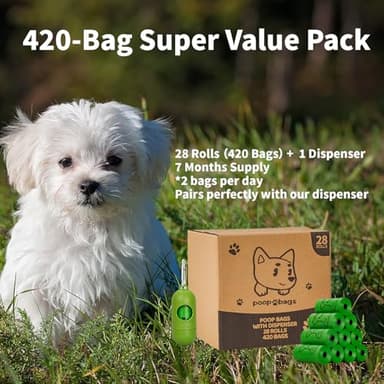 Lesibag Dog Poop Bags Rolls With Dispenser, Strong and Leak-proof Waste Bags for Pets, Floral Scented, 420 Count (28 Packs of 15), 13 Inch x 9 Inch (Green) - Image 7