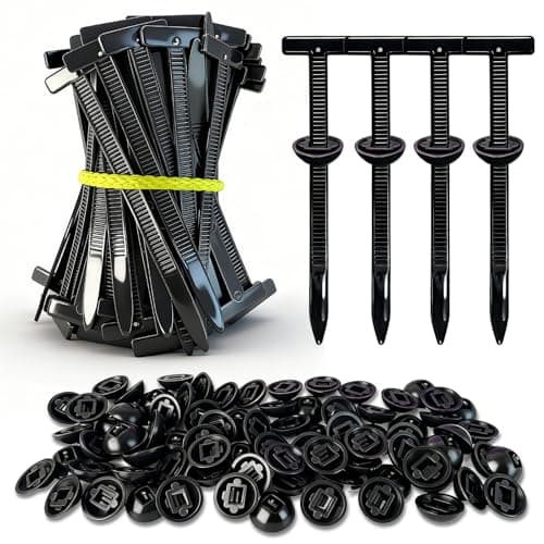 100Pcs Nylon Universal Cable Tie Buckle – Heavy Duty Self-Locking Zip Ties Holder with Pin & Button Design, Plastic Cable Ties Tool Fasteners Car Body, UV Resistant Zipties for Car Daily Auto Fixing - Image 1