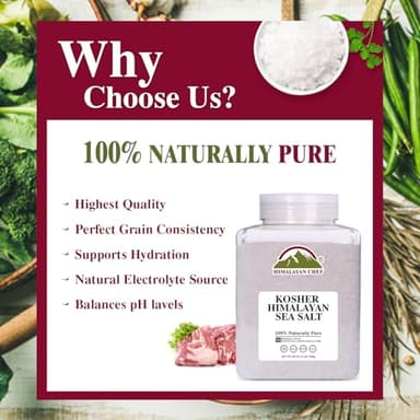 Himalayan Chef Kosher Sea Salt – Full Flavor, No Additives, unrefined and Less Sodium - Natural and Organic - 5 Pound Plastic Jar, Kosher & Non GMO Certified - Image 8