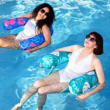 SLOOSH Pool Floats Chairs Adult,2 Packs Inflatable Noodle Chair with Sling Soft Fabric,Floating Pool Float Lounge Water Swimming Floaties for Party Summer Water Fun（Flower Leaves） - Image 7