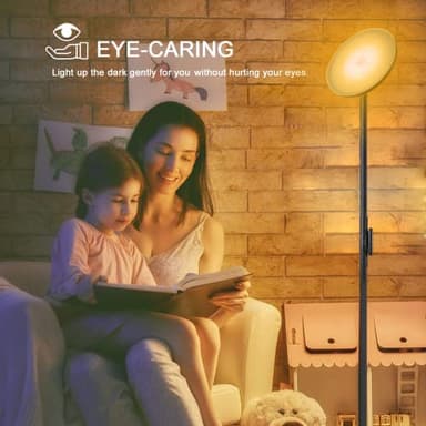 JOOFO Floor Lamp,30W/2400LM Sky LED Modern Torchiere 3 Color Temperatures Super Bright-Tall Standing Pole Light with Remote & Touch Control for Living Room,Bed Room,Office (Black) - Image 7