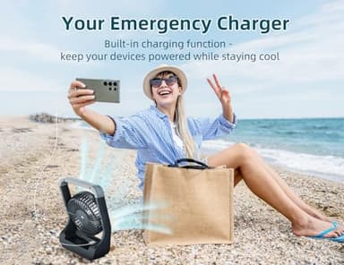 Svinkal Battery Powered Fan, 10000mah Portable Desk Fan with Timer, 3 Speeds, Whisper Quiet, 180° Rotation, Portable Fan for Office, Bedroom, Outdoor, Camping - Image 7