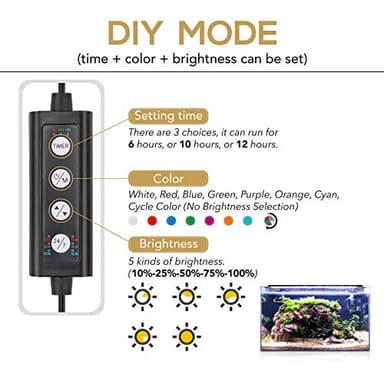 hygger 42W 24/7 Lighting Aquarium LED Light, Sunrise-Daylight-Moonlight Mode and DIY Mode, Timer Adjustable Brightness Fish Tank Light with Extendable Bracket 7 Colors for Planted Tank - Image 3