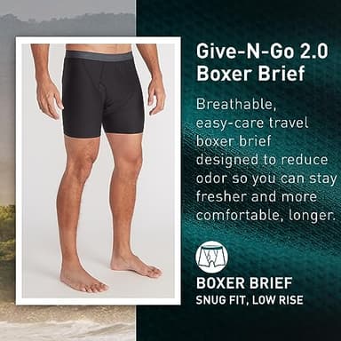 ExOfficio Give-N-Go 2.0 Boxer Brief 6"-Cool and Breathable Underwear for Active Men-Pack of 2, Black, Medium - Image 2