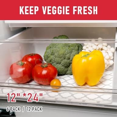 Cooyes Non Slip Refrigerator Liners, 2-in-1 Fridge Mats and Fresh-Keeping Shelf Liners, Absorbs Excess Moisture, BPA-Free, Multiple Sizes for Glass Shelves Kitchen Cabinets Drawers, 6 Pack, 12" × 24" - Image 8