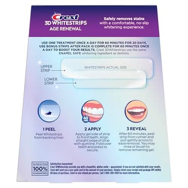 Crest 3D Whitestrips Age Renewal – Teeth Whitening Kit, 24 Treatments (20 + 4 Bonus), Each with 1 Upper/1Lower, 48 Strips – Crest 3DWhite Teeth Whitening Strips - Image 10