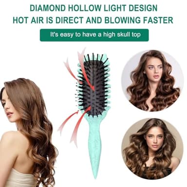 Curl Defining Brush, Curly Hair Brush for Combing and Shaping Curls, Unisex, Green, 1Pcs - Image 2