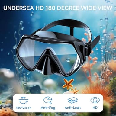 Snorkeling Gear for Adults, Dry-Top Snorkel Set Scuba Diving mask (Black+Pink) - Image 2