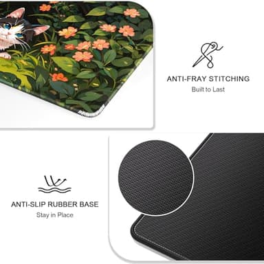 Auhoahsil Large Mouse Pad, XXL Gaming Mousepad, Desk Mat for Desktop, Thick Rubber, Big & Long Size, Stitched Edges, Full Desk Pad for Laptop & Computer, Extended 35.4 x 15.7 in, Cat Shrubbery - Image 6