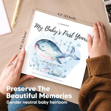 First 5 Years Baby Memory Book Girl, Boy - 90 Pages Hardcover First Year Milestone Keepsake Book, Newborn Scrapbook for New Parents, Minimalist Photo Album Journal, Gift for Baby Shower (SeaWorld) - Image 4