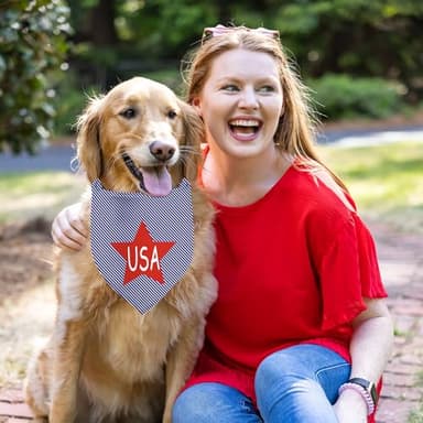 USA Dog Bandanas 1 Pack, Red Stars&Blue Stripes Print Scarfs for Boy and Girl, Summer Pet Scarves for Independence Day Bandanas Bulk for Small Medium Large Dogs (Red Star, One Size) - Image 6