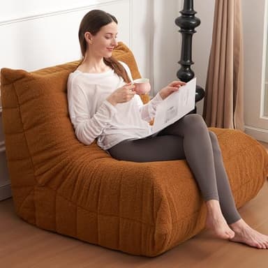Cansunna Bean Bag Chair Big Sofa Beanbag Chair for Adults Fireside Chair Bean Bag Lounger with Memory Foam Filled for Home,Apartment or Gaming Venue(Brown Teddy) - Image 7