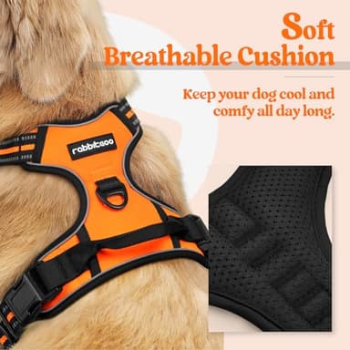 rabbitgoo Dog Harness No Pull with 2 Leash Clips, Adjustable Soft Padded, Reflective Oxford No Choke Pet Vest with Easy Control Handle for Large Dogs, Orange, XL - Image 2