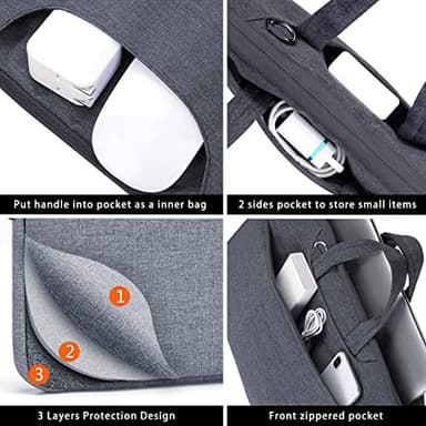 Voova Laptop Bag 17 17.3 Inch Water-resistant Laptop Sleeve Case with Shoulder Straps & Handle, Computer Case Cover Slim Briefcase Compatible with 17-18” Hp Dell Asus Acer, Grey - Image 4