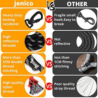 Long Dog Leash 30 FT: Heavy Duty Rope Leashes for Dogs Training with Swivel Lockable Hook Reflective Threads Bungee and Padded Handle - Dog Lead for Large Small Medium Dogs Outside Walking Hiking - Image 4