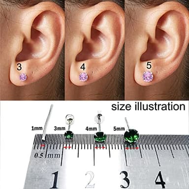 5MM Cubic Zirconia Stud Screw Backs Sterling Silver Earrings for Women, Hot Pink - Image 5