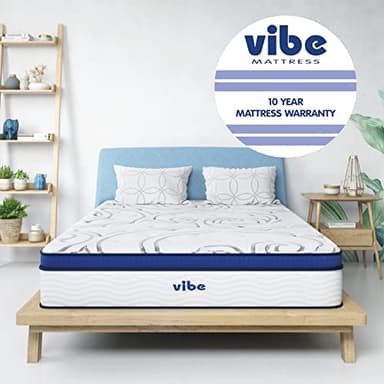 Vibe Quilted Hybrid Mattress, 12-Inch Innerspring and Pillow Top Gel Memory Foam Mattress, Fiberglass Free, CertiPUR-US Certified Bed in a Box, Full, White - Image 11