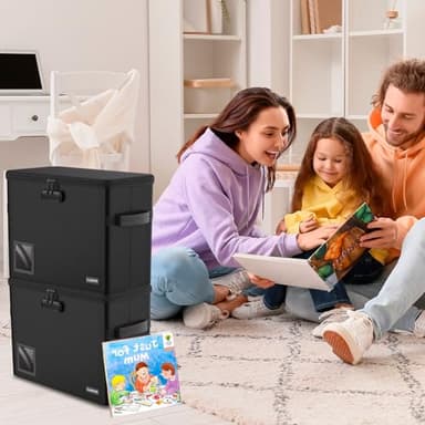 ELOBOON 5200 Fireproof Book Storage for 150-175 Comics, Water-Resistant & Moistureproof Stackable Box With Label Window and Lock, Sturdy Short Case With Fire Zipper, Black - Image 5