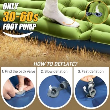 Yuzonc Double Sleeping Pad - Self Inflating 4" Extra-Thick for 2 Person with Pillow Built-in Foot Pump Inflatable Sleeping Mat for Backpacking, Hiking, Traveling, Tent, Portable Camping Mat - Image 7