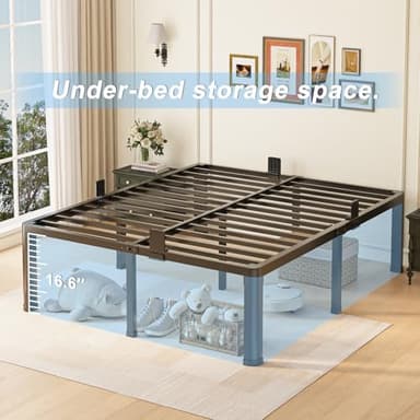 Yitong Angel 18 inch King Size Bed Frame with Round Corner Legs Mattress Slide Stopper,3500 lbs Heavy Duty Metal Platform,Steel Slat Support,No Box Spring Needed,Easy Assembly,Noise Free - Image 4