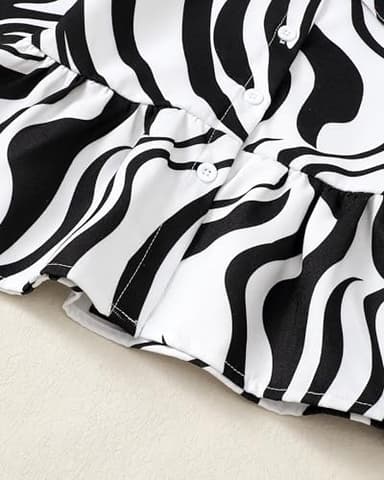 XUANHAO Girls' Cute Clothes - Size 6-7 Long Sleeve Zebra Striped Shirt & Denim Flared Pants Sets for Kids - Image 5