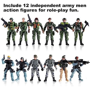 US Army Men and SWAT Team Toy Soldiers Action Figures with Military Weapons Accessories for Kids Boys Girls,12Pcs - Image 3