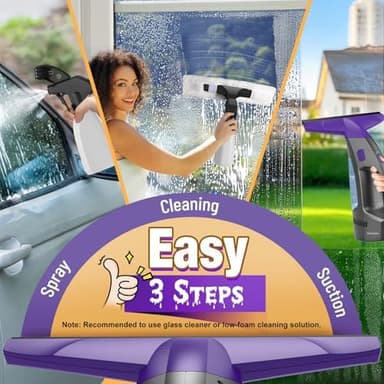 Streak-Free and Powerful Window Vacuum Squeegee Cordless, Window Cleaner with Ultra Absorbent Lint Free Microfiber Cloth, Multi-Purpose Gift Deep Cleans Window, Shower Glass, Mirror and Car - Image 4