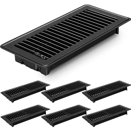 Gmurnai 4x10 Floor Vents Heavy Duty Floor Registers, Floor Air Vent Covers 4 X 10 for Home Floor Wall Ceiling, Rust Proof Finish Registers Grilles & Vents (8, Black, 4x10 Inches) - Image 1