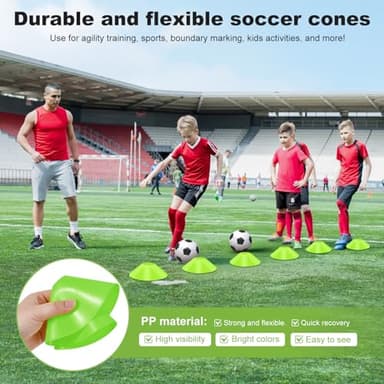 6x4 FT Kids Soccer Goals for Backyard - 2 Pack Soccer Nets Ski Skins, Portable Pop Up Goal Set Includes Training Mat, Cones, Target - Soccer Training Equipment Gift for Boys/Girls Ages 3-12 - Image 6