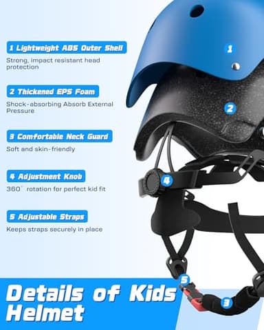 Kids Bike Helmet Set, Adjustable Helmet for Ages 3-10 Year Boys Girls, Pad Set with Knee and Elbow Pads for Bike, Roller, Skating, Scooter, Longboard and More Sports - Image 2