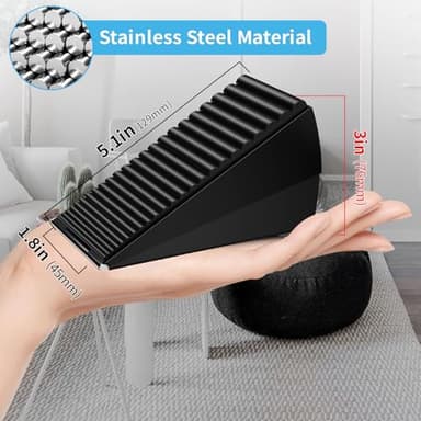 Strongest Heavy Duty Door Stopper Wedge - Spring Large Door Stoppers, Tall Door Stoppers for Bottom of Doors, Door Stop Rubber for Extra Strong Grip, 3 Inches High Metal Doorstop Suits Any Heavy Door - Image 3
