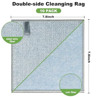 Jeymei 10pcs Non Scratch Wire Dishcloth Multipurpose Wire Dishwashing Rag for Wet and Dry,Metal Scrubbers for Cleaning Dishes,Dual-Sided Kitchen Cleaning Cloth with Mesh,Cleaning Tool for Pot, Blue - Image 2