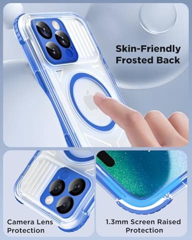 Haireca for iPhone 16 Pro Max Waterproof Case with Magsafe, Built in Camera Control [Screen Protector] [Lanyard], IP68 Military Full Body Shockproof, for Water Sports Outdoor Work, 6.9" Frosted Blue - Image 7