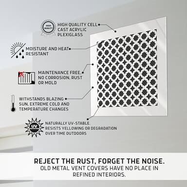 SABA Home Decor Air Vent Cover Grille - Acrylic Plexiglass 14 x 14 Duct Opening, 16 x 16 Overall White Finish Decorative Covers for Walls & Ceilings NOT for Floor USE, Venetian - Image 3