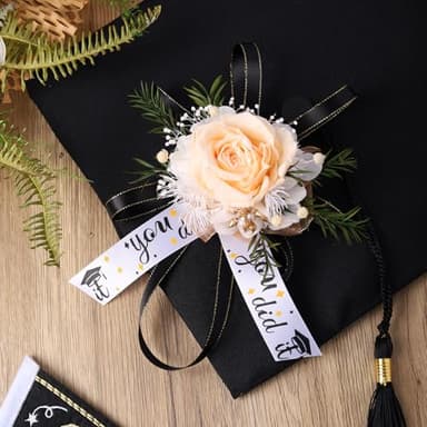 LaRibbons Graduation Ribbon 3 Rolls 1 Inch x 15 Yards TTL, Black and White Gold Congrats Grad Satin Ribbon for Gift Wrapping Class of 2025 Grad Party Decorations DIY Crafts Lei Making - Image 2