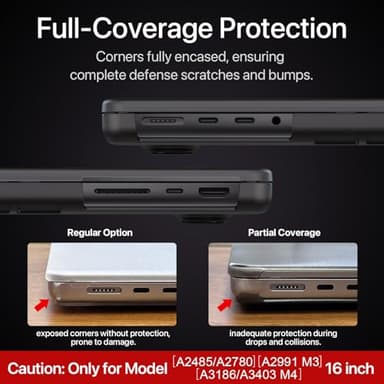 Soonjet for MacBook Pro 16 inch Case M4 2025 2024-2021 M3 M2 M1 Pro/Max [100% Match Official Color] Protective Hard Case Laptop Cover - Space Black Clear - Image 3
