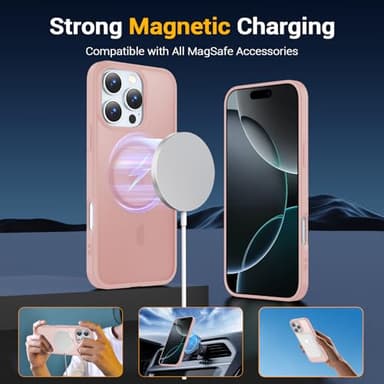 Temdan for iPhone 16 Pro Case [Compatible with MagSafe] [Military-Grade Drop Protection] [Anti-Fingerprint] [Anti-Scratch] Slim Silky-Soft Touch Translucent Matte Case 6.3 inch, Light Pink - Image 3