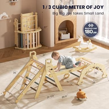 BlueWood 2025 8-in-1 Pikler Triangle Climbing Set Toddler Toys Indoor Baby Jungle Gym Climber Playground for Kids - Mauve Pink - Image 6