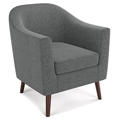 SIMPLIHOME Thorne Accent Chair - 30 inch Wide Upholstered Contemporary Arm Chair in Shadow Grey, for Living Room or Bedroom with Curved Back, Removable Cushion, and Durable Fabric Upholstery - Image 1