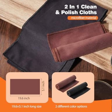 8pcs Shoe Polish Kit Including 3 Pieces Horse Hair Shoe Brushes with 6.7IN Handle, 1.4oz Black & Brown Shoe Shine, 2 Polish Cloths, Leather Shoes and Boots Care Kit with Storage Case - Image 4