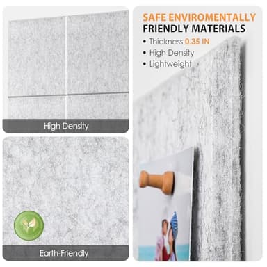 MaxGear Large Cork Board for Wall 36" x 24", Silver Gray Bulletin Board, 6 Pack Felt Wall Tiles with Pushpins, Cork Boards for Office Push Pin Board Tack Board Felt Board - Image 2