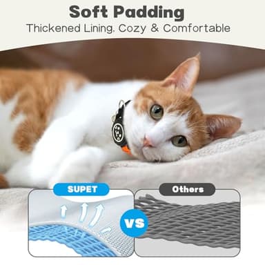 Supet Airtag Cat Collar with Soft Padding, Breakaway Cat Tracker Collar with Air Tag Holder, Luminous Cat Collar Airtag Holder, Rainbow, 7"-9" - Image 3