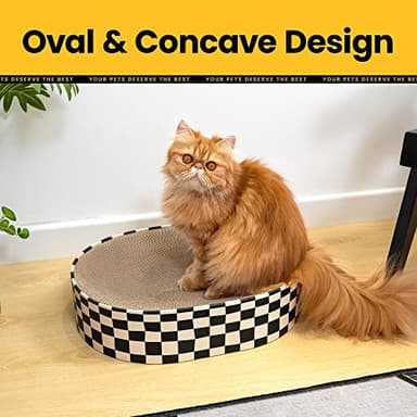 Conlun Cat Scratcher Cardboard,2 in 1 Oval Cat Scratch Pad Bowl for Indoor Kitty Grinding Claw,Round Kittens Scratching Board Corrugated Lounge Pet Beds&Furniture Protector for Couch&Carpets&Sofas - Image 2