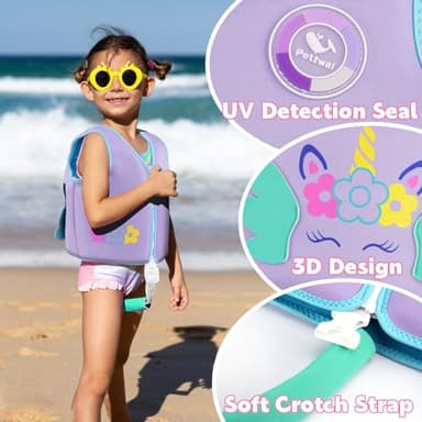 Pottwal Swim Vest for Kids - Swim Jacket for 1-2 Years (24-33LBS) - Buoyancy Aid Made of Neoprene & EPE - with Adjustable Crotch Strap - Purple - Image 4