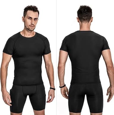 Niksa Men's Compression Shirts 3/5 Pack, Short Sleeve Athletic Compression Tops Cool Dry Workout T Shirt - Image 2