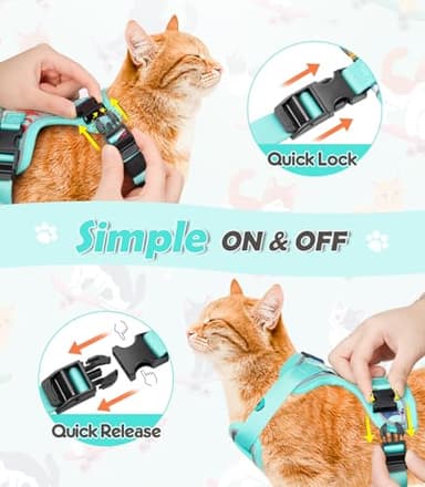 Halypet Cat Harness and Leash Set[MAX Safety 4th-Gen] Cute Escape Proof Vest Harness for Girl&Boy Cat Walking, Comfortable Adjustable Leash and Reflective Strips for Outdoor Kitten, M Purrfect Green - Image 6